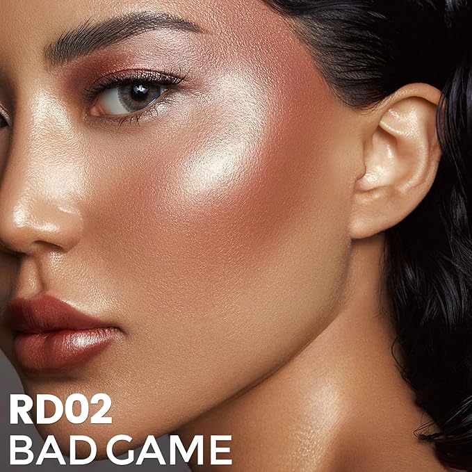 FOCALLURE Silky Cream Liquid Blush,Leaving a Matte Dewy Makeup Look,Easy to Apply and Create a Natural Flush,Long Lasting and Lightweight Cheek Blush Face Makeup,BAD GAME-VivaGrace Women