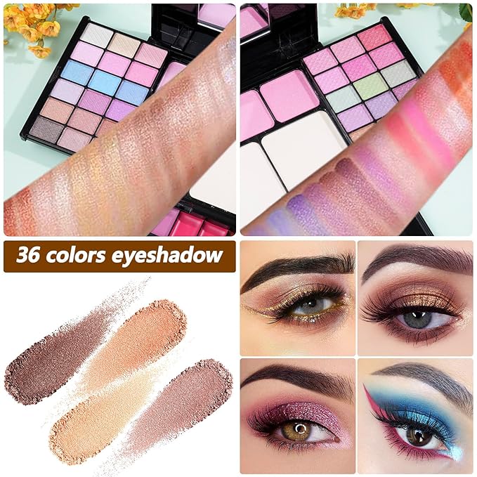 Makeup Kit Eyeshadow Palette for Women Full Gift Kit Girl Kids 49 Colors Makeup Set Combination Eyeshadow Palette with 12pcs Makeup Brushes-VivaGrace Women