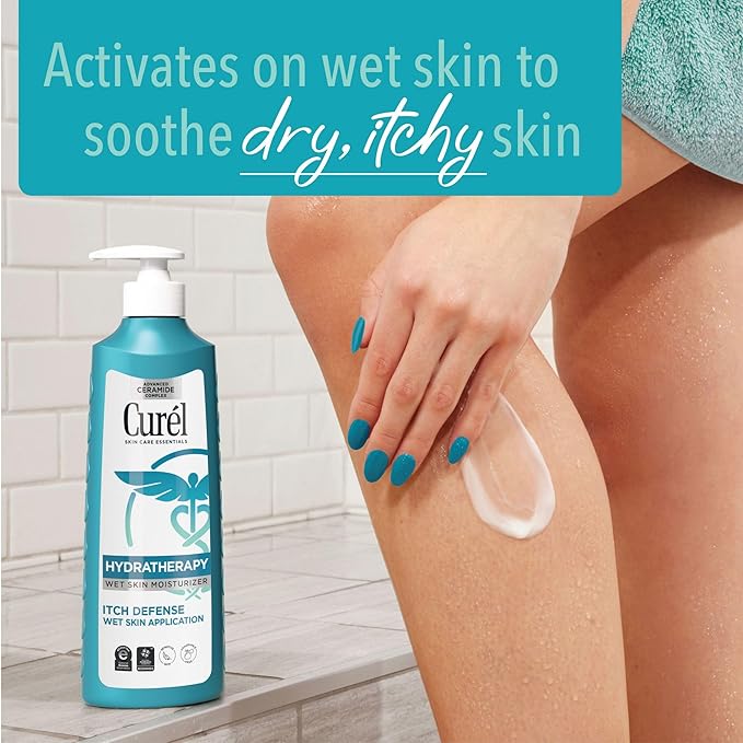 Curel Hydra Therapy In Shower Lotion, Itch Defense Body Moisturizer with Advanced Ceramide Complex, Vitamin E, & Oatmeal Extract, 12 Oz, Pack of 2-VivaGrace Women