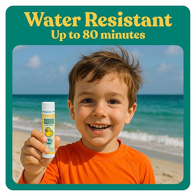 Rubber Ducky Lip Sunscreen SPF 44, Kids Vegan Lip Balm with Vitamin E, UV Protection, Water Resistant, Untinted, Vanilla Flavor, Broad Spectrum-VivaGrace Women