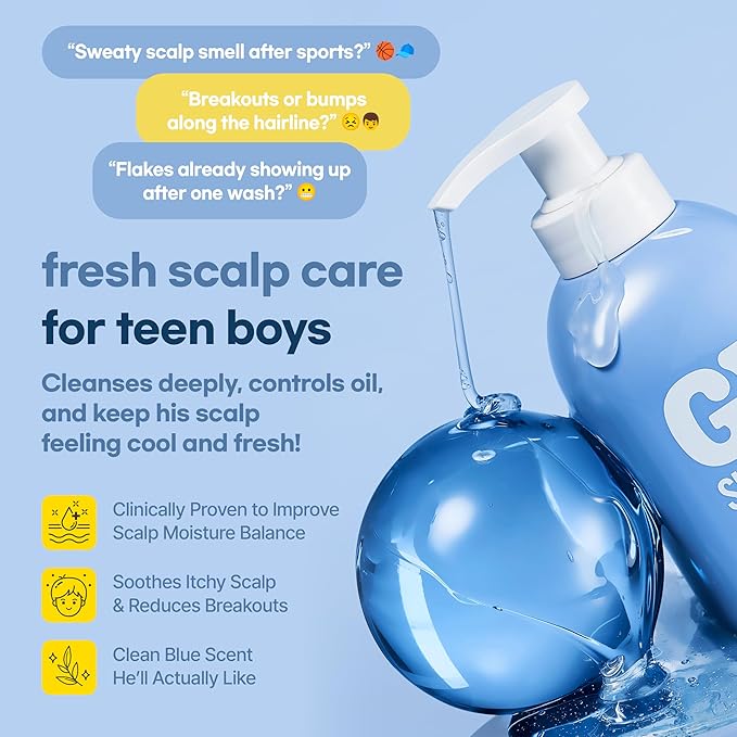 TS GD Shampoo for Boys | Korean Teen Shampoo with Upgraded Probiotics | Anti-Dandruff & Itchy Scalp Relief | Blue Fresh Allergy-Free Fragrance | Sulfate-Free (13.5 fl oz, 400ml)-VivaGrace Women