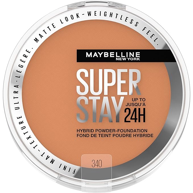 Maybelline Super Stay Up to 24HR Hybrid Powder-Foundation, Medium-to-Full Coverage Makeup, Matte Finish, 340, 1 Count-VivaGrace Women