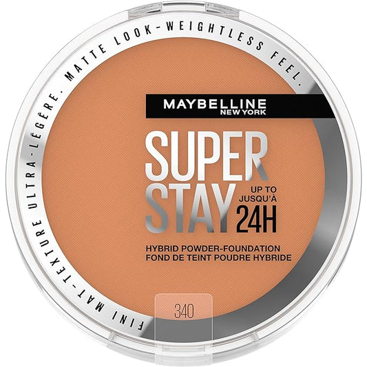 Maybelline Super Stay Up to 24HR Hybrid Powder-Foundation, Medium-to-Full Coverage Makeup, Matte Finish, 340, 1 Count-VivaGrace Women