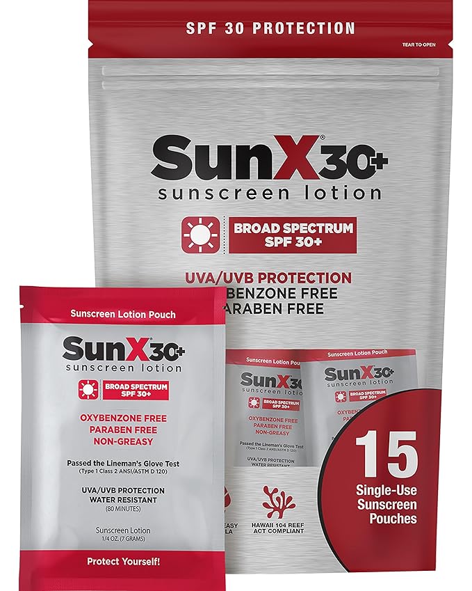CoreTex Sun X 30+ SPF Broad Spectrum Sunscreen Packets with Resealable Travel Bag - Pack of 15 Paraben, Oxybenzone, Octinoxate, & Oil Free Sunscreen - Water & Sweat Resistant Up to 80 Minutes-VivaGrace Women