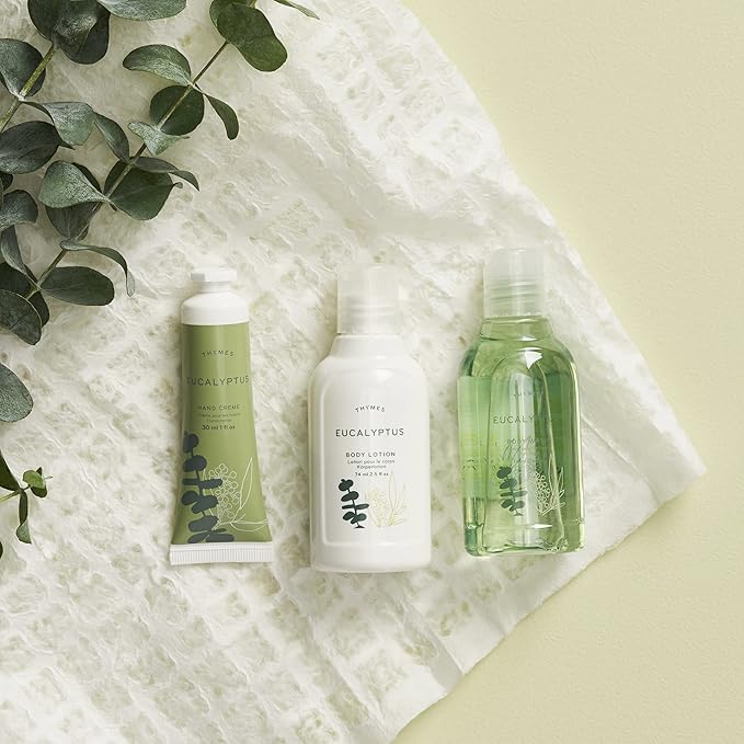 Thymes Travel Set and Beauty Bag - Contains Body Wash, Body Lotion & Hand Cream - Eucalyptus-VivaGrace Women