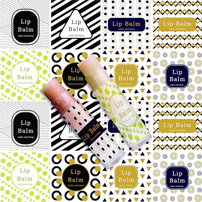 CRASPIRE Lip Balm Labels 80pcs Homemade Lip Balm Labels 2” Clear Lip Balm Labels for Tubes Printable Waterproof Lip Balm Stickers Labels for Lip Balm Handcream Candle Container（Geometry）-VivaGrace Women