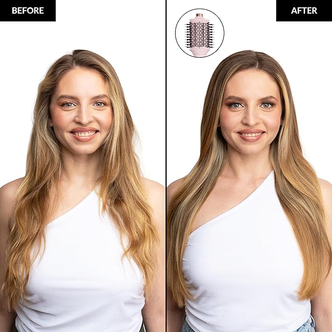 FoxyBae Super Styler Pro Interchangeable 5 in 1 Hair Styler Wand Curling Iron Set - w/Drying Cylinder, Ceramic Blowout & Round Brushes, 2 Auto-Wrap Curlers - Frizz-Free, Smooth Hair [Blush]-VivaGrace Women