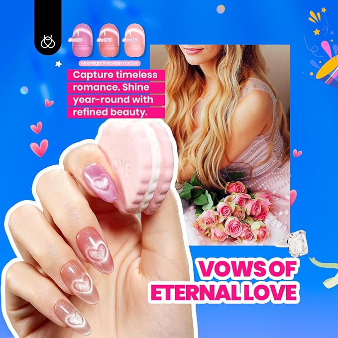 Beetles Cat Eye Gel Nail Polish Set-36 Colors Red Purple Brown Green Burgundy Magnetic Gel Nail Polish with Base Gel Glossy Matte Top Coat Magnet,Soak off UV Nail Gel DIY Nail Art Gift for Women-VivaGrace Women