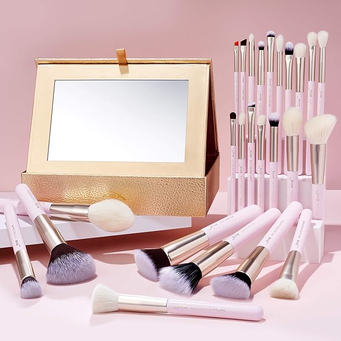 Jessup Makeup Brushes Set Professional Makeup Brush Eyeshadow Blending Powder Foundation Blusher Concealer 25pcs with Cosmetics Storage Box, Blushing Bride T295-VivaGrace Women