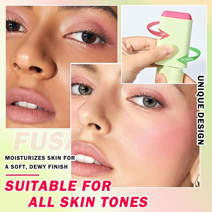 Multi-Use Cream Blush Stick,Soft Smooth Makeup Blush Stick for Cheeks Lips & Face,Waterproof Long Lasting Blendable Lightweight Face Blush Stick Matte Makeup for All Skin Types-VivaGrace Women