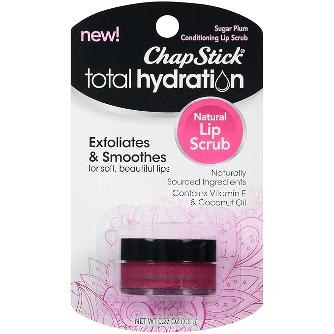 ChapStick Total Hydration Sugar Plum Flavor Conditioning Lip Scrub and Lip Exfoliator Jar - 0.27 Oz-VivaGrace Women