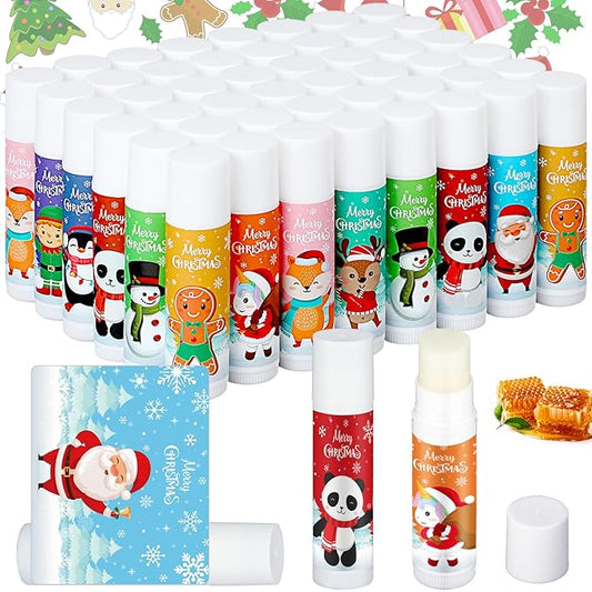 50 Pcs Cute Christmas Lip Balms Gifts Bulk Christmas Stocking Stuffers Holiday Treat Gifts Goodie Christmas Party Supplies for Girls Kids Women Men-VivaGrace Women
