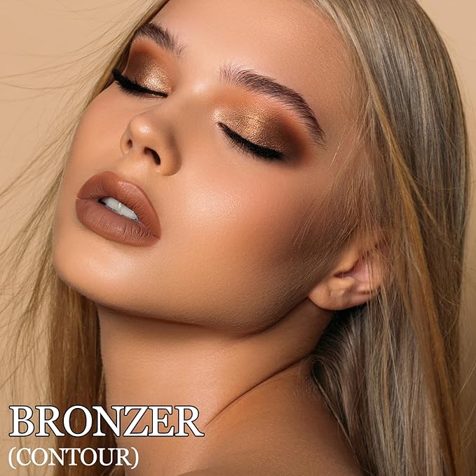 Erinde Matte Brown Contour Palette, Warm Toned Face Sculpting Bronzer Pressed Powder Contour, Lightweight, Ultra-Blendabled, Multiuse Baked Contouring Makeup for Light Skin Tone, 02 Dark Brown-VivaGrace Women
