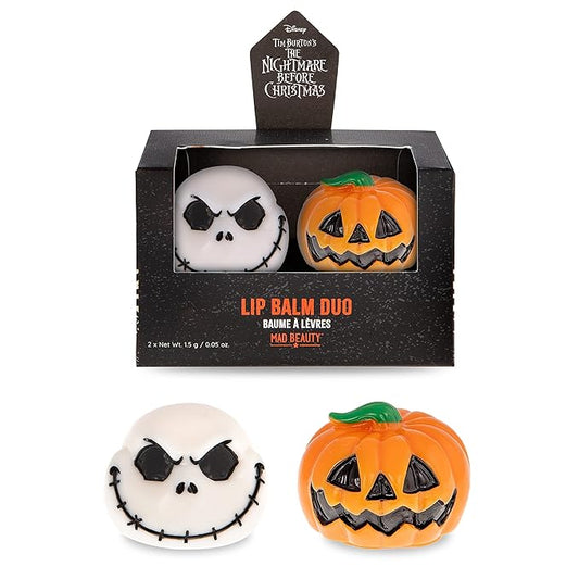 MAD BEAUTY Tim Burton's Nightmare Before Christmas Lip Balm Duo, Vanilla & Coconut Lip Balms, Jack Skellington, Hydrate, Soften, Moisturize, Scented…-VivaGrace Women