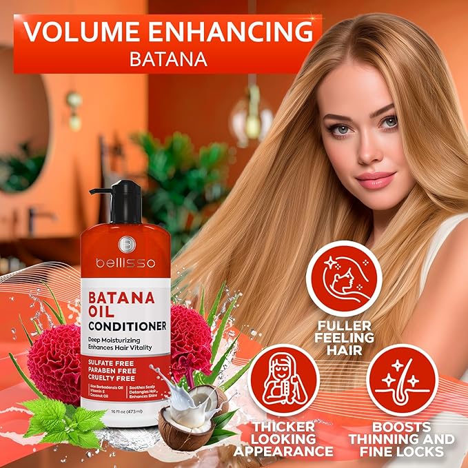 BELLISSO Batana Oil Conditioner for Women and Men - Sulfate Free, Volumizing Treatment for Thinning Hair - Thickening, Volume Boost - 16 Fl Oz-VivaGrace Women