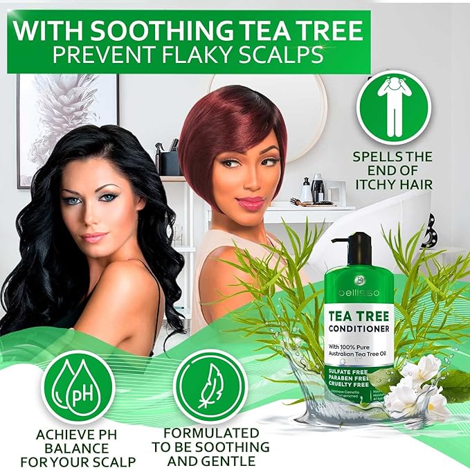 Tea Tree Oil Conditioner - Sulfate and Paraben Free - Anti Dandruff Treatment for Itchy, Dry Scalps - Ideal for Women and Men with Oily Hair and Scalp Buildup-VivaGrace Women