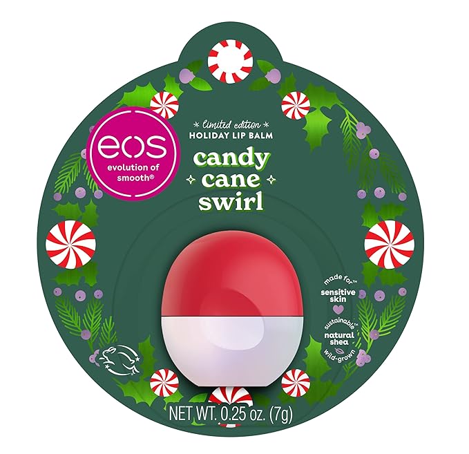 Eos Limited Edition Holiday Lip Balm, Candy Cane Swirl, Christmas Gifts & Stocking Stuffers, Lip Care Products, 0.25 oz-VivaGrace Women