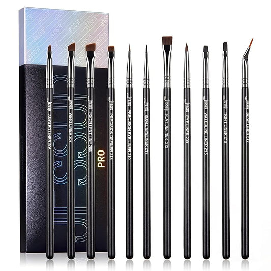 Jessup Eyeliner Brush Set, Professional Eye Liner Makeup Brushes 11pcs, Angled Flat Definer Ultra Fine Bent Pencil Point Eyeliner Brushes for Precision Liner, T324-VivaGrace Women