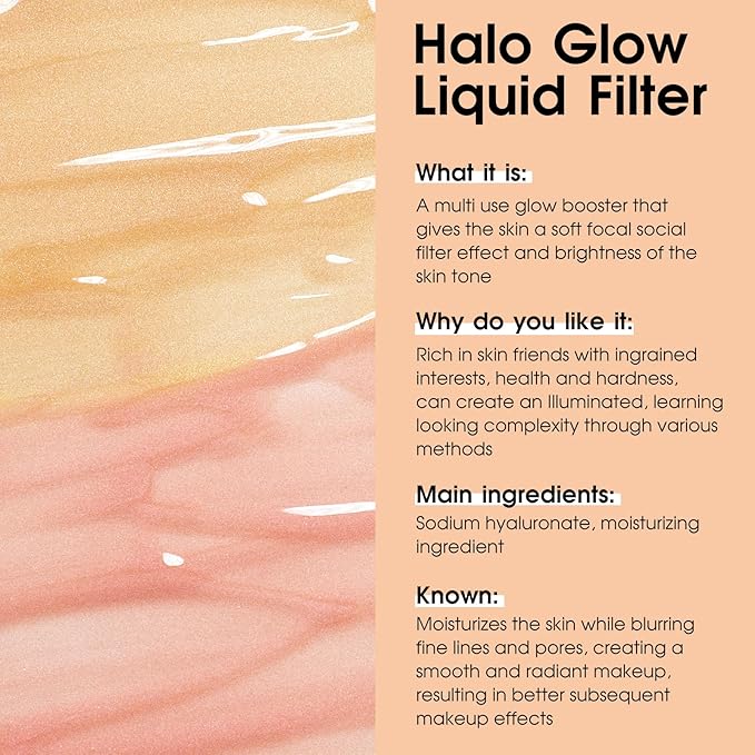 UCANBE Halo Glow Liquid Filter, Face Complexion Booster For Radiant Skin All Day Longwear, Soft-Focus Look Sodium Hyaluronate Vegan & Cruelty-Free - 0.91OZ Champagne Glow-VivaGrace Women