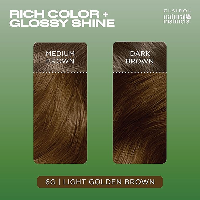 Clairol Natural Instincts Demi-Permanent Hair Dye, 6G Light Golden Brown Hair Color, Pack of 1-VivaGrace Women