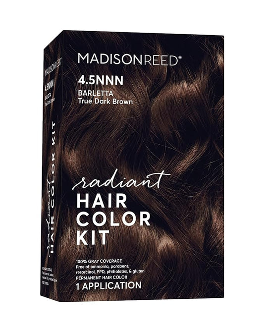 Madison Reed Radiant Hair Color Kit | 4.5NNN Dark Brown (Barletta Brown) for 100% Gray Hair Coverage | Salon Quality Permanent Hair Dye | PPD-Free & Ammonia-Free | (Packaging May Vary) 1 Pack-VivaGrace Women
