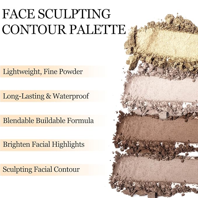 Erinde Face Highlighter Palette, Pearl Glossy Face Illuminator Palette, Natural Glow Finish, Shimmer Smooth Baked Highlighter Powder, Long-lasting Sparkling Highlighter Makeup, 03 Dawn Glow-VivaGrace Women