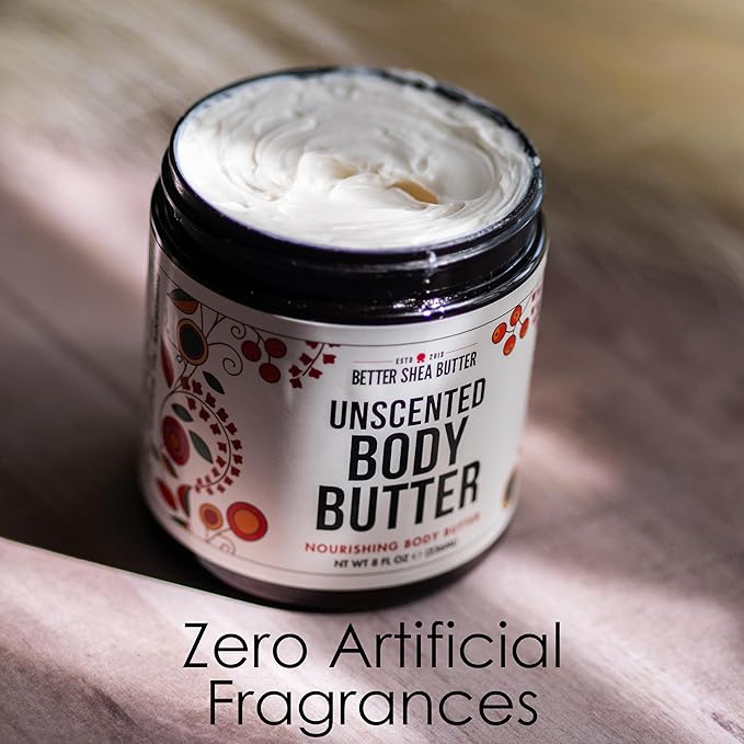 Unscented Body Butter for Dry Skin | with Raw Shea Butter and Jojoba Oil | Deep Moisturizer Safe for Sensitive Skin, Non Greasy, Fragrance Free | 8 oz-VivaGrace Women