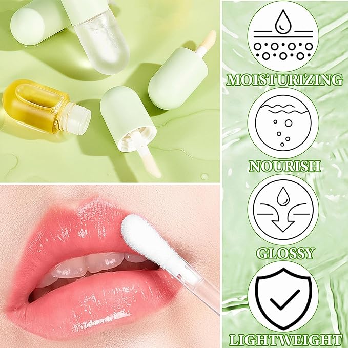 Lip Plumper Set,Lip Plumper Oil Gloss Moisturizing Lip Plumper Lip Care Serum,Hydrating Plump Gloss Reduce Fine Lines,Lip Plumper for Day & Night Use Set A（2Pcs）-VivaGrace Women