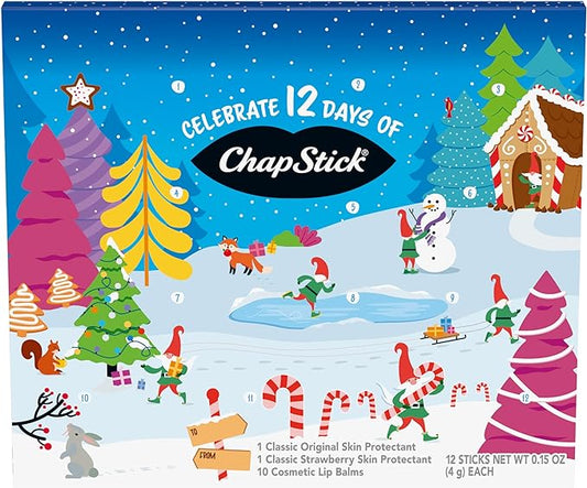 ChapStick 12 Days of Holiday Advent Calendar Lip Balm Gift Set - 0.15 Oz-VivaGrace Women