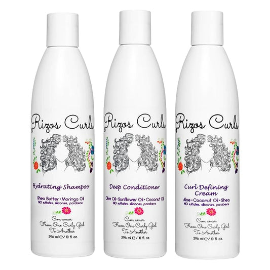 Rizos Curls Trio Bundle, Hydrating Shampoo & Deep Conditioner & Curl Cream Bundle, Gently Cleanse and Hydrate Curly Hair, Style & Define Curls for Frizz Free Volume, For All Curl Patterns 2a - 4c-VivaGrace Women