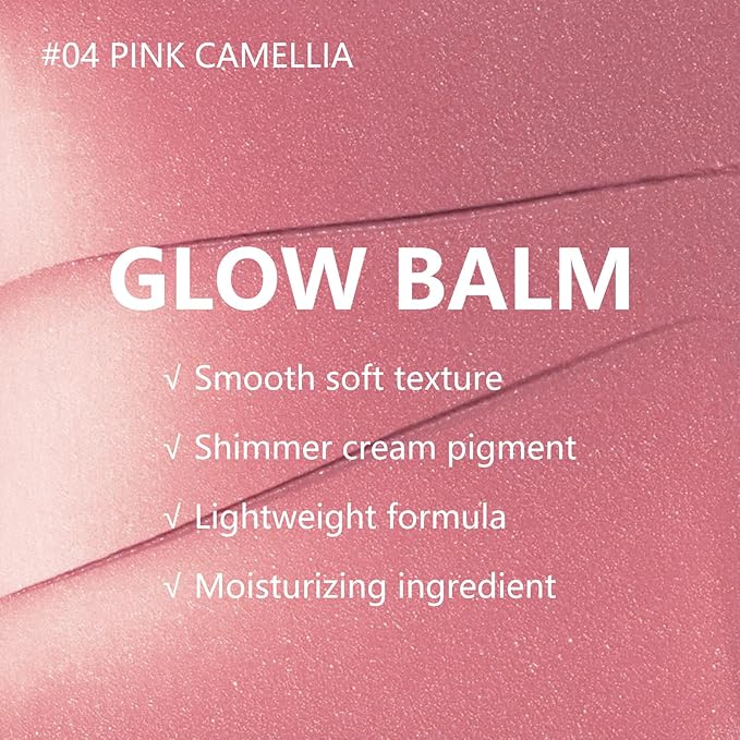 KYDA Miracle Glow Balm, Glow Tinted Blush Balm, Multiuse Face Balm for Cheek Lips Eyes, Hydrating Cream Blush, Blendable Lightweight, Shimmer Blusher, Pink Camellia, 1.76 oz-VivaGrace Women