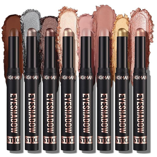 Jolilab Eyeshadow Stick Set, 8 Colors Matte Professional Bright-Colored Contouring and Highlight Eyeshadow Stick, Cream Waterproof Long Lasting High Pigmented Eye Shadow. (8, EYESHADOW B)