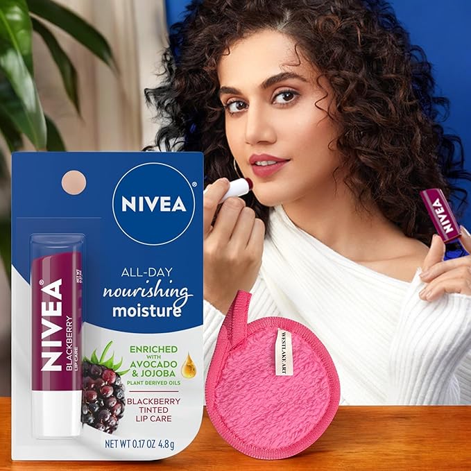 Lip Balm Hydrating, 0.17 Oz, Bundled with Westlake Art Makeup Cleansing Cloth, Enriched with Avocado & Jojoba for Soft, Smooth Lips, Hydrating Lip Balm, Blackberry Scent, Lip Balms & Moisturizers~ [P-VivaGrace Women