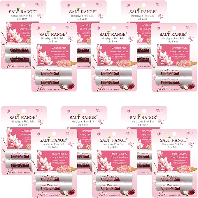 Salt Range Lip Balm, Formulated with Cherry & Shea Butter, Lip Moisturizer, Soothing and Hydrating, Deep Nourishing, Organic Chapstick - 12 Count (24 Pieces)-VivaGrace Women