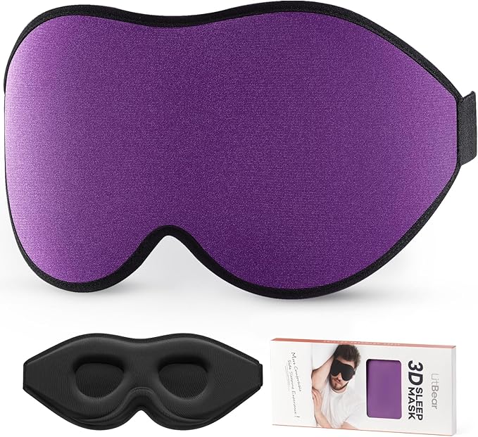 LitBear Sleep Mask for Side Sleeper Women Men, Eye Mask for Sleeping Light Blocking, 3D Contoured Cup Sleeping Mask, Soft Breathable Sleep Eye Mask with Adjustable Elastic Strap for Flight Nap-VivaGrace Women