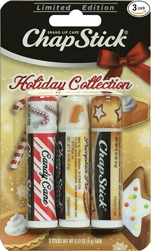 Chapstick Holiday Collection Limited Edition - Pumpkin Pie, Sugar Cookie, Candy Cane 3 Count .15 OZ-VivaGrace Women