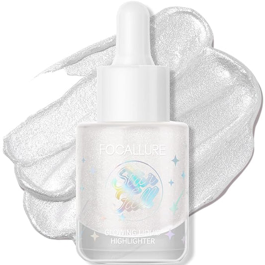 FOCALLURE Starfall Glowing Liquid Highlighter, Shimmering Body Oil, Non-Sticky Shimmer Liquid Luminizer, Non-Greasy, Face & Body Glitter Makeup for Costumes, Cosplay, Rave Festival, MOON CHILD-VivaGrace Women