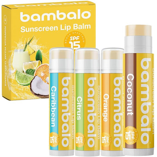 4-Pack Tropical Variety SPF 15 Lip Balm - Organic Ingredients, Broad Spectrum UVA/UVB Protection - Hydrating & Moisturizing, USA Made-VivaGrace Women