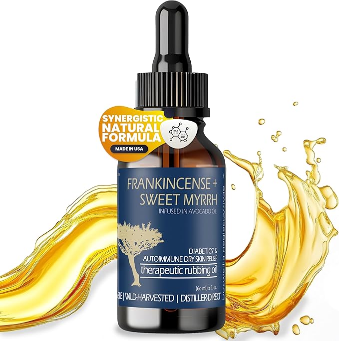 BALM OF GILEAD Neuropathy Frankincense & Sweet Myrrh Therapeutic Rubbing Oil - Instant Diabetic's & Autoimmune Dry Skin Relief & Repair, 2 fl oz-VivaGrace Women