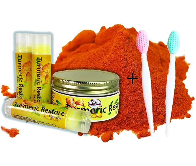 Turmeric Lip balm | Turmeric Restore | Natural Lip Balm | Organic Lip Balm | Natural Lip Balm | Lip Moisturizer | 100% Natural Ingredients | Habbie Beauty Supplies (6 Pack)-VivaGrace Women