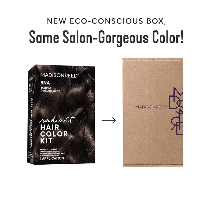 Madison Reed Radiant Hair Color Kit | 5NA Dark Ash Brown (Torino Brown) for 100% Gray Hair Coverage | Salon Quality Permanent Hair Dye | PPD-Free & Ammonia-Free | (Packaging May Vary) 1 Pack-VivaGrace Women