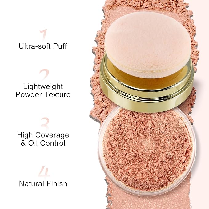 Boobeen Setting Powder, Lightweight Oil Control Loose Setting Powder, Full Coverage Finishing Powder For a Matte Flawless Look, Pressed Face Powder Makeup to Reduce Shine, Long Lasting-VivaGrace Women