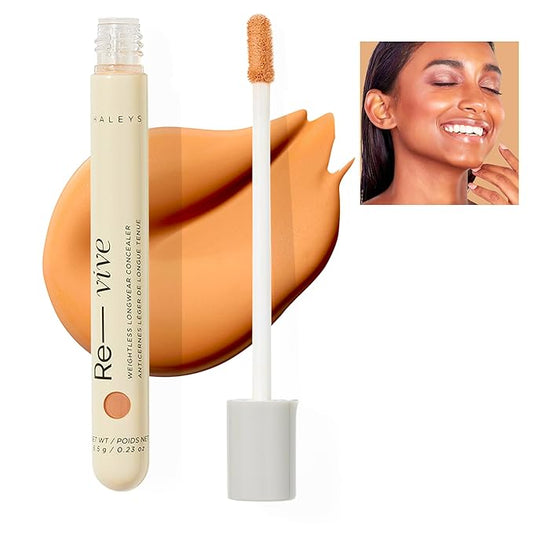 HALEYS Weightless Longwear Concealer (Medium Dark - Cool), Re-vive, Medium to Full Coverage, Gripping Concealer, All-Day Wear, Spot Concealing, Brightens, Streak-free, Light-diffusing, V+CF-VivaGrace Women