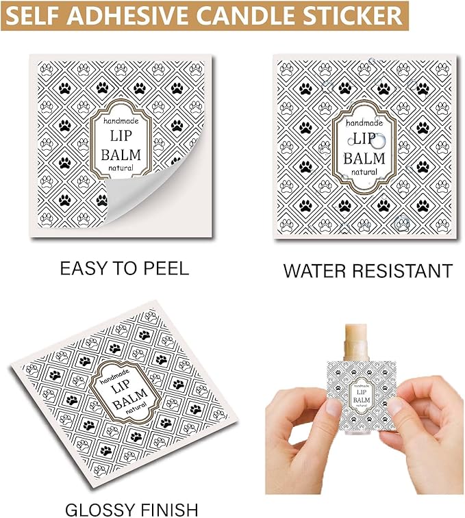 CRASPIRE 80Pcs 8 Styles Lip Balm Sticker Vintage Pattern Self-Adhesive Homemade Lip Balm Labels Vintage Square DIY Label Stickers for Lip Balm Containers Cosmetics Lipsticks-VivaGrace Women