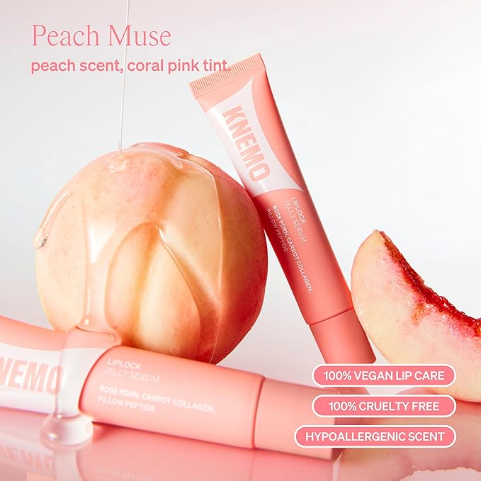 LipLock Jelly Serum for Dry Lips, Long-Lasting, Hydrating, Plumping, Glossy Mask with Rose PDRN, Carrot Collagen, Pillow Peptide, Moisturizing Tinted Lip Balm. (Peach Muse)-VivaGrace Women