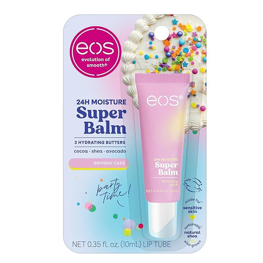 eos 24H Moisture Super Balm- Birthday Cake, Lip Mask, Day or Night Lip Treatment, Made for Sensitive Skin, 0.35 fl oz-VivaGrace Women