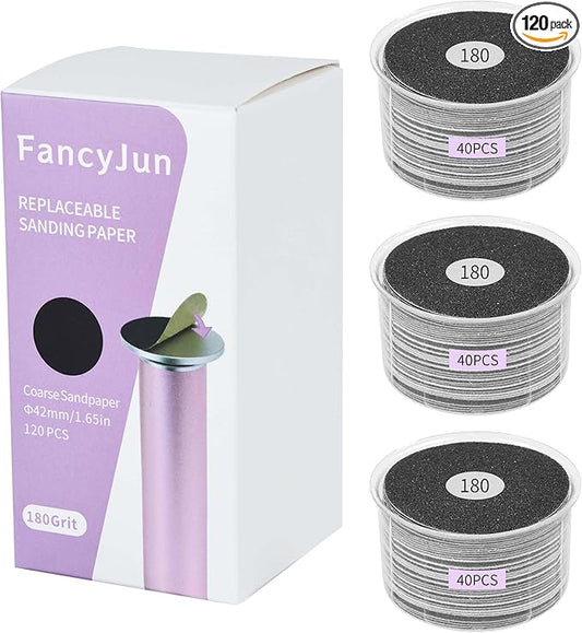 120PCS Fine 180 Grit Replaceable Sandpaper Discs for Electric Foot Callus Removers - 42mm Ultra-Soft Foot File Refills - Gentle Polishing & Baby-Smooth Finish-VivaGrace Women