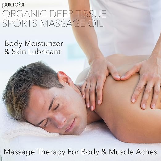 PURA D'OR 16 Oz Organic Deep Tissue Sports Massage - Jojoba, Sunflower, Almond, Grapefruit & Eucalyptus Oils - Alleviate Muscle Soreness-VivaGrace Women