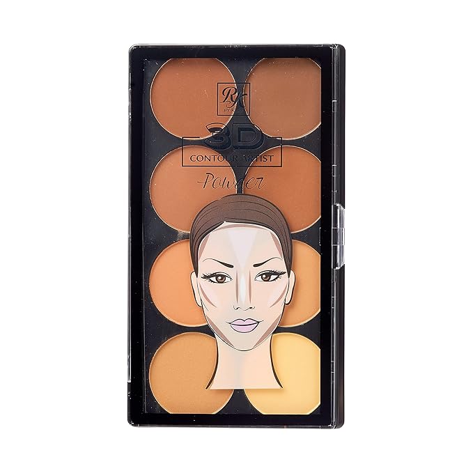 Ruby Kisses 3D Powder Contour Palette Medium Dark Define your cheekbones, perfect your nose, and sculpt your jawline-VivaGrace Women
