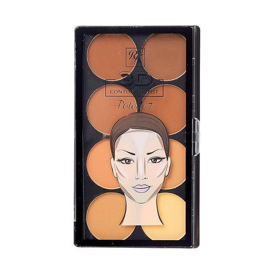 Ruby Kisses 3D Powder Contour Palette Medium Dark Define your cheekbones, perfect your nose, and sculpt your jawline-VivaGrace Women